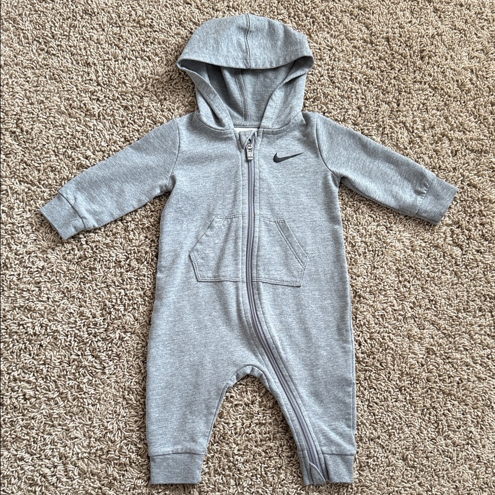 Nike Heather Gray Baby Footie One Piece - Like New Condition